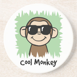 Cartoon Clip Art Koele Aap met Zonnebril Zandsteen Onderzetter