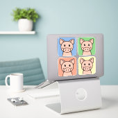 Cartoon Clip Art lacht Piggie Piggy Pigs! Sticker (Laptop op bureau)