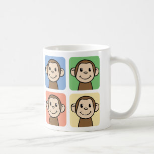 Cartoon-clip-art met 4 blije apen koffiemok