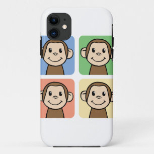 Cartoon Clip Art met 4 Gelukkige Apen Case-Mate iPhone Case