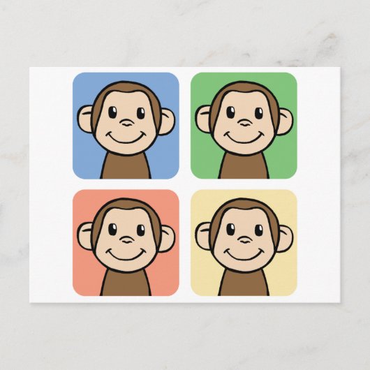 Cartoon Clip Art met 4 Happy Monkeys Briefkaart (Voorkant)