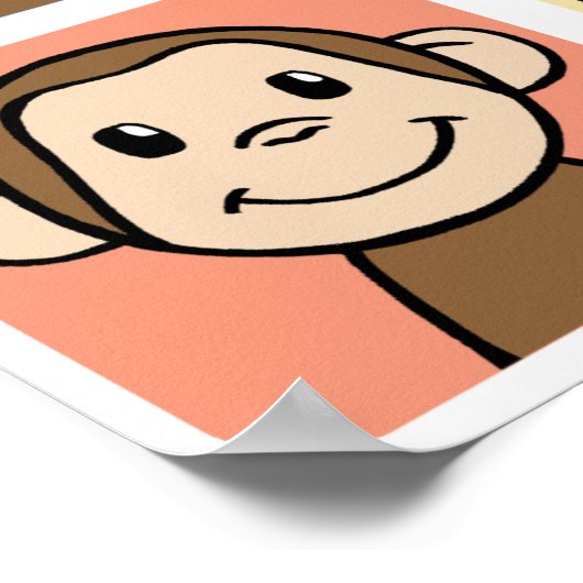 Cartoon Clip Art met 4 Happy Monkeys Poster (Hoek)