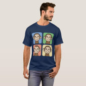 Cartoon Clip Art met 4 Happy Monkeys T-shirt (Voorkant volledig)