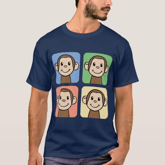 Cartoon Clip Art met 4 Happy Monkeys T-shirt (Voorkant)