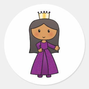 Cartoon-clip-art schattige prinses met tiara ronde sticker