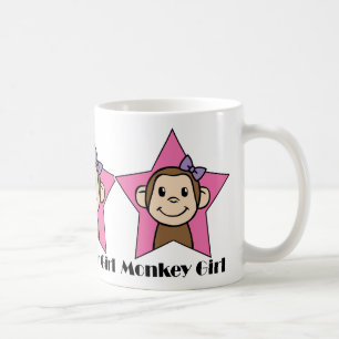 Cartoon Clip Art Smile Monkey Girl Pink Star Bow Koffiemok