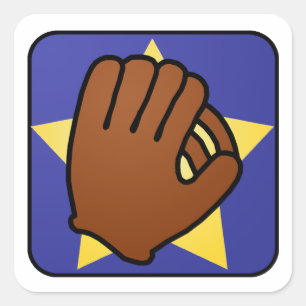 Cartoon Clip Art Sport Baseball Glove Gold Star Vierkante Sticker