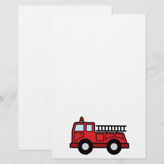 Cartoon Clip Art Vuurtruck Vrachtwagen noodvoertui Briefpapier (Voorkant / Achterkant)