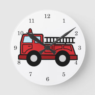 Cartoon Clip Art Vuurtruck Vrachtwagen noodvoertui Ronde Klok