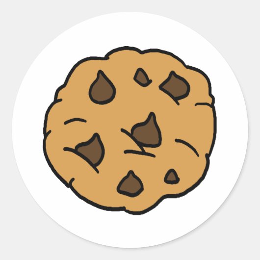 Cartoon Clipart HUGE Chocolate Chip Cookie Dessert Ronde Sticker (Voorkant)