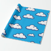 Cartoon Cloud Pattern – Seamless Sky Design Cadeaupapier (Uitgerold)
