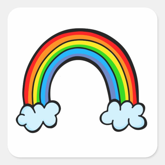 Cartoon Cloudy Sky Rainbow Promise Doodle Vierkante Sticker (Voorkant)