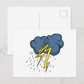 Cartoon Cloudy Sky Thunder & Lightning Storm Briefkaart (Voorkant / Achterkant)