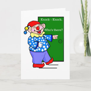 Cartoon Clown Knock-Knock Joke Birthday Kaart