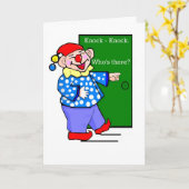 Cartoon Clown Knock-Knock Joke Verjaardag Kaart (Gele Bloem)