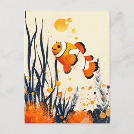 Cartoon Clownfish in het koraalrif Briefkaart