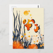 Cartoon Clownfish in het koraalrif Briefkaart (Voorkant / Achterkant)