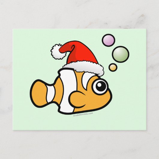 Cartoon Clownfish Santa Feestdagenkaart (Voorkant)