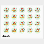 Cartoon Clownfish Santa Ronde Sticker (Vel)