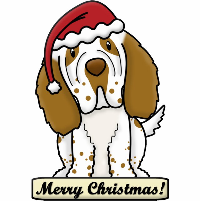 Cartoon Clumber Spaniel kerstversiering Fotobeeldje Ornament (Voorkant)