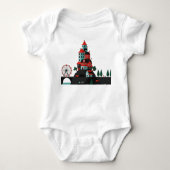 Cartoon coastal town romper (Voorkant)