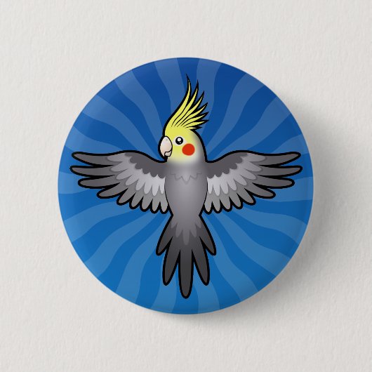 Cartoon Cockatiel Ronde Button 5,7 Cm (Voorkant)