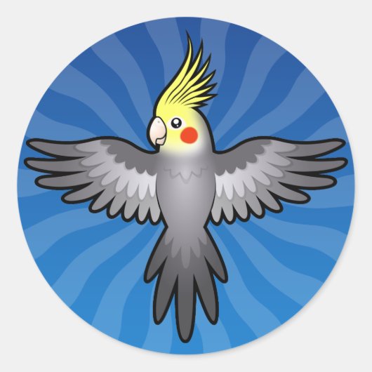 Cartoon Cockatiel Ronde Sticker (Voorkant)