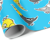 Cartoon Cockatiels Patroon Cadeaupapier (Rol Hoek)