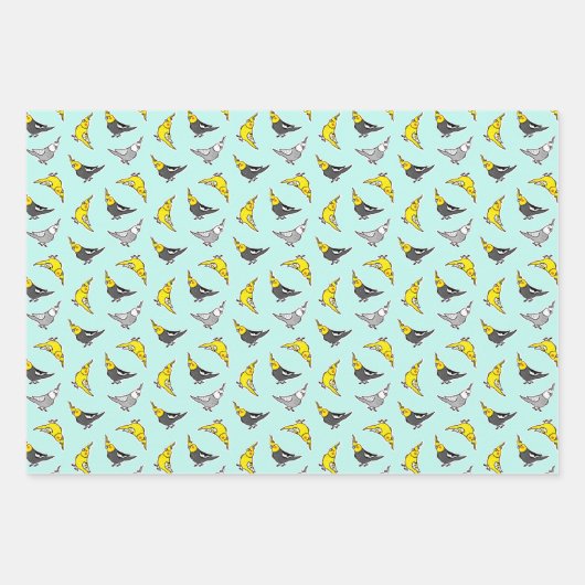 Cartoon Cockatiels Patroon Inpakpapier Vel (Voorkant 3)