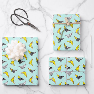 Cartoon Cockatiels Patroon Inpakpapier Vel
