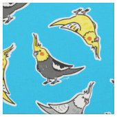 Cartoon Cockatiels Patroon Stof (Close Up)