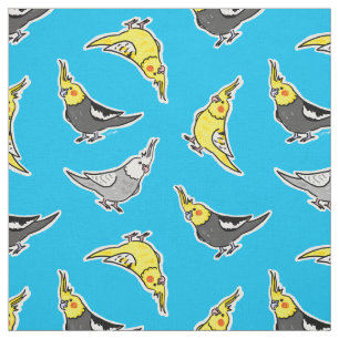 Cartoon Cockatiels Patroon Stof