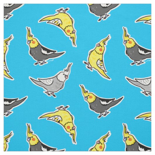 Cartoon Cockatiels Patroon Stof (Swatch)