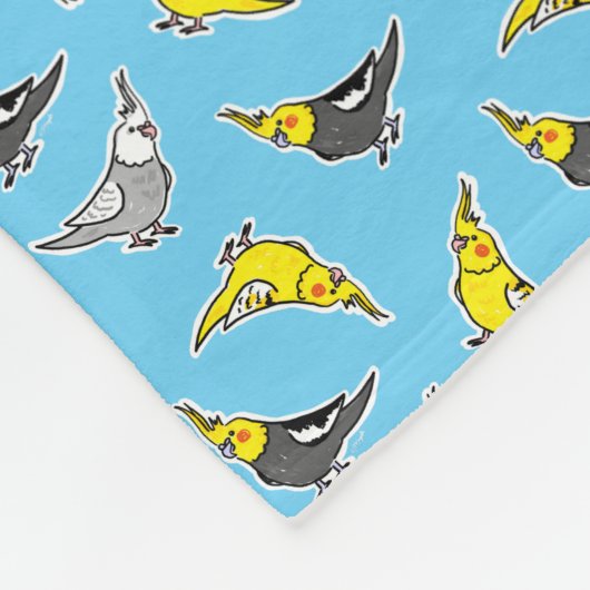 Cartoon Cockatiels Pattern Fleece Deken (Hoek)