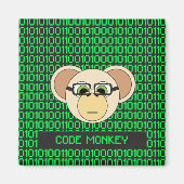 Cartoon Code Monkey Geek Magneet (Voorkant)