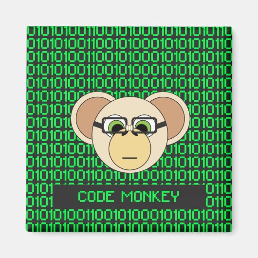 Cartoon Code Monkey Geek Magneet (Voorkant)