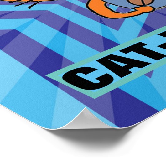 Cartoon Coffee Cat Funny Cat-feinated Poster (Hoek)