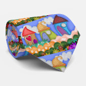 Cartoon Collage House Painting Stropdas (Opgerold)