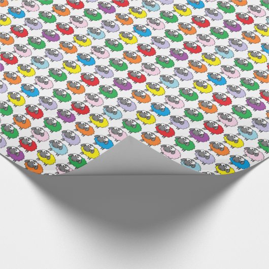 Cartoon Colorful Sheep Pattern Cadeaupapier (Hoek)