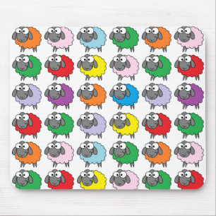 Cartoon Colorful Sheep Pattern Muismat