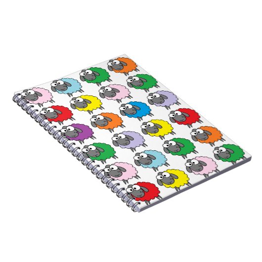 Cartoon Colorful Sheep Pattern Notitieboek (Rechterzijde)