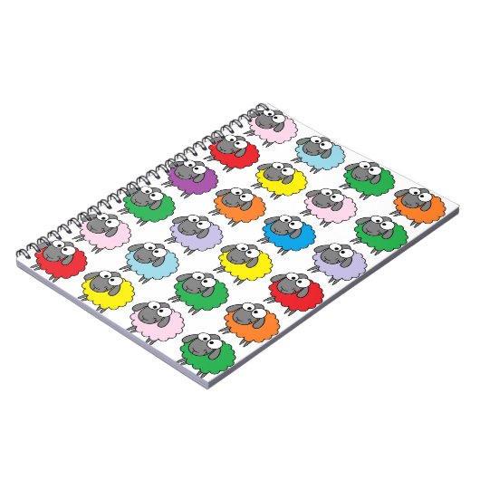 Cartoon Colorful Sheep Pattern Notitieboek (Linkerzijde)