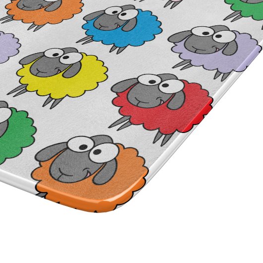 Cartoon Colorful Sheep Pattern Snijplank (Hoek)