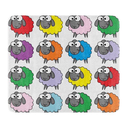 Cartoon Colorful Sheep Pattern Snijplank (Voorkant)