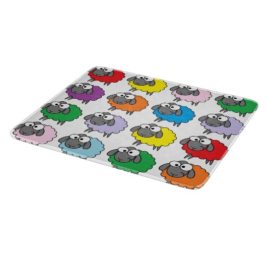 Cartoon Colorful Sheep Pattern Snijplank (Hoek)