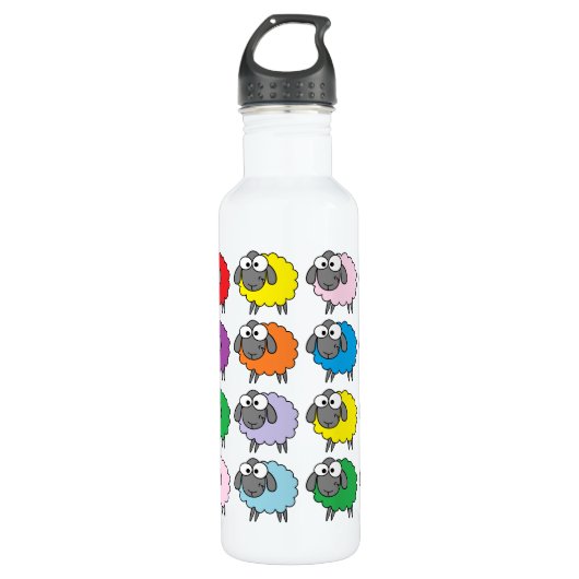 Cartoon Colorful Sheep Pattern Waterfles (Voorkant)