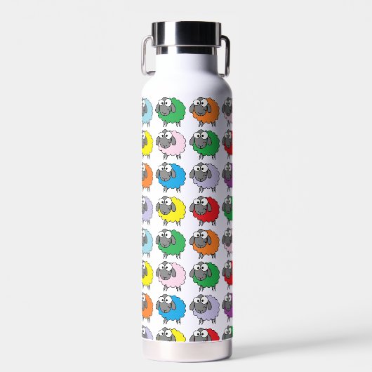 Cartoon Colorful Sheep Pattern Waterfles (Voorkant)