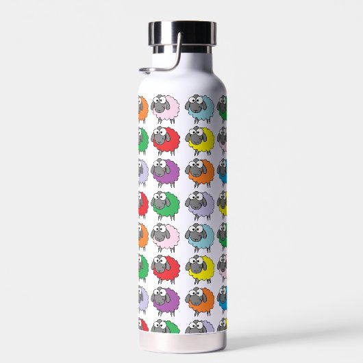 Cartoon Colorful Sheep Pattern Waterfles (Rechts)