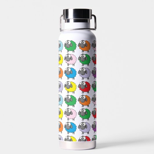 Cartoon Colorful Sheep Pattern Waterfles (Achterkant)