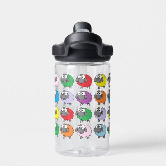 Cartoon Colorful Sheep Pattern Waterfles (Achterkant)